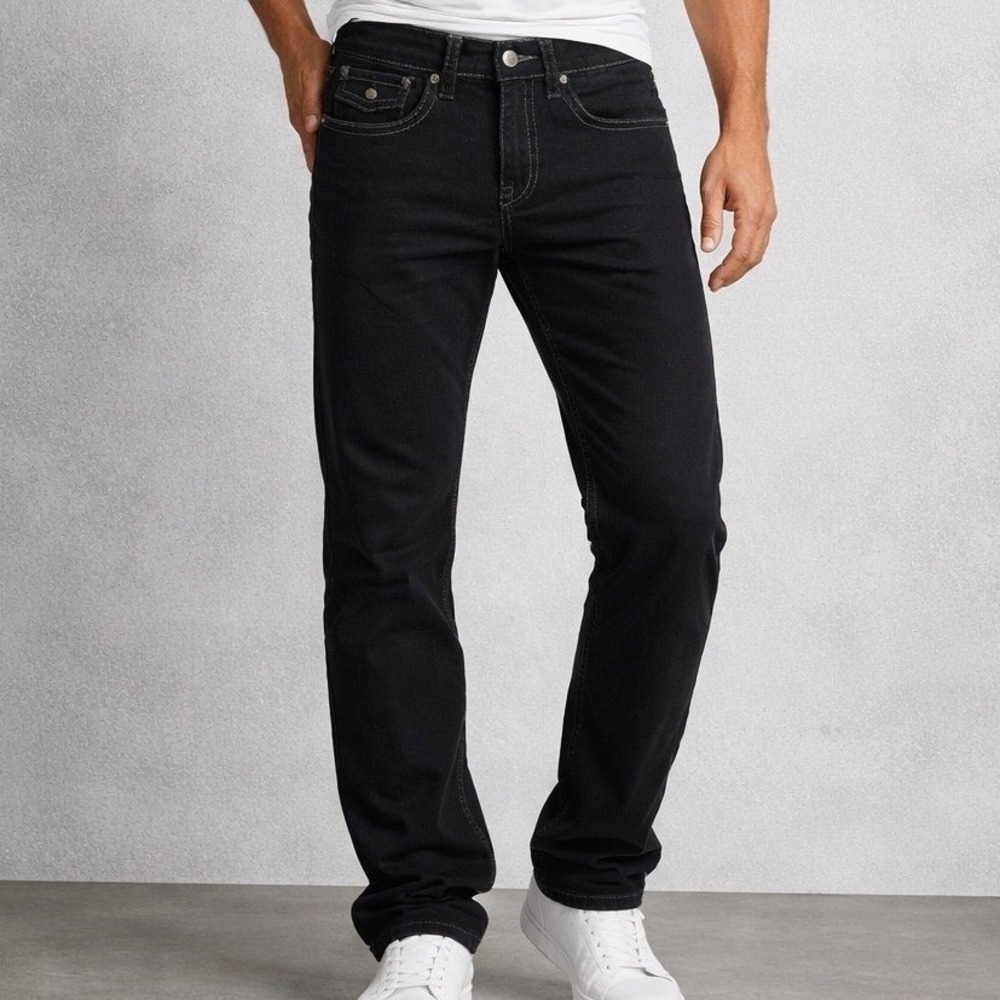 NWT True Religion Ricky Relaxed Straight Jeans Black Mens Size 31